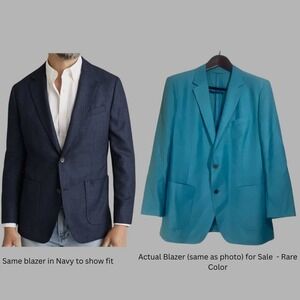 Bonobos Men'S Jetsetter Slim‎ Fit 100% Italian Wool Blazer 44R Teal Blue (Rare)